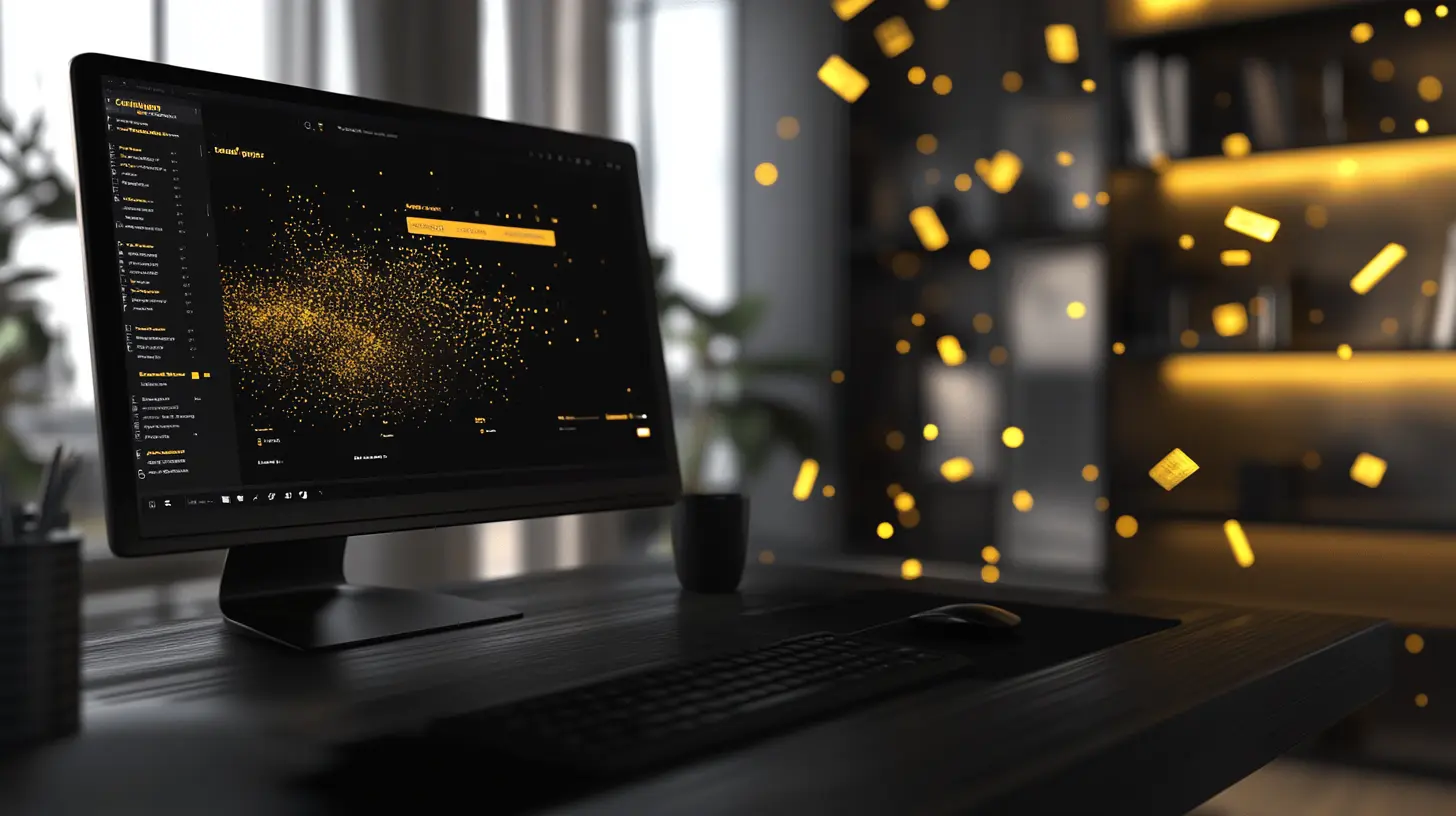 Zoekwoordenonderzoek op een zwarte computer - Yellow Temple