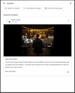 Google My Business instellen. Voorbeeld Google post