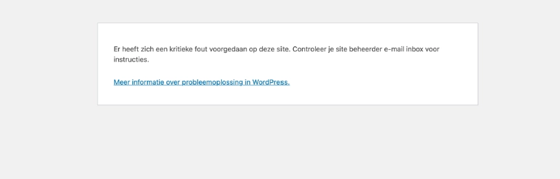 WordPress kritieke fout