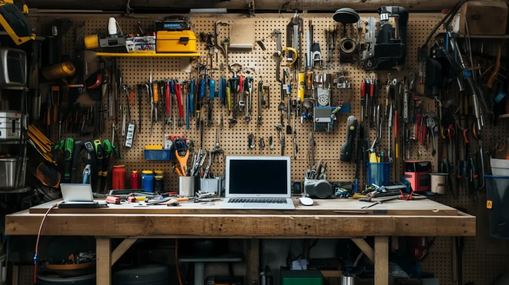 WordPress website onderhoud van een computer op een werkbank