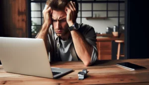 WordPress update mislukt -boze man achter computer