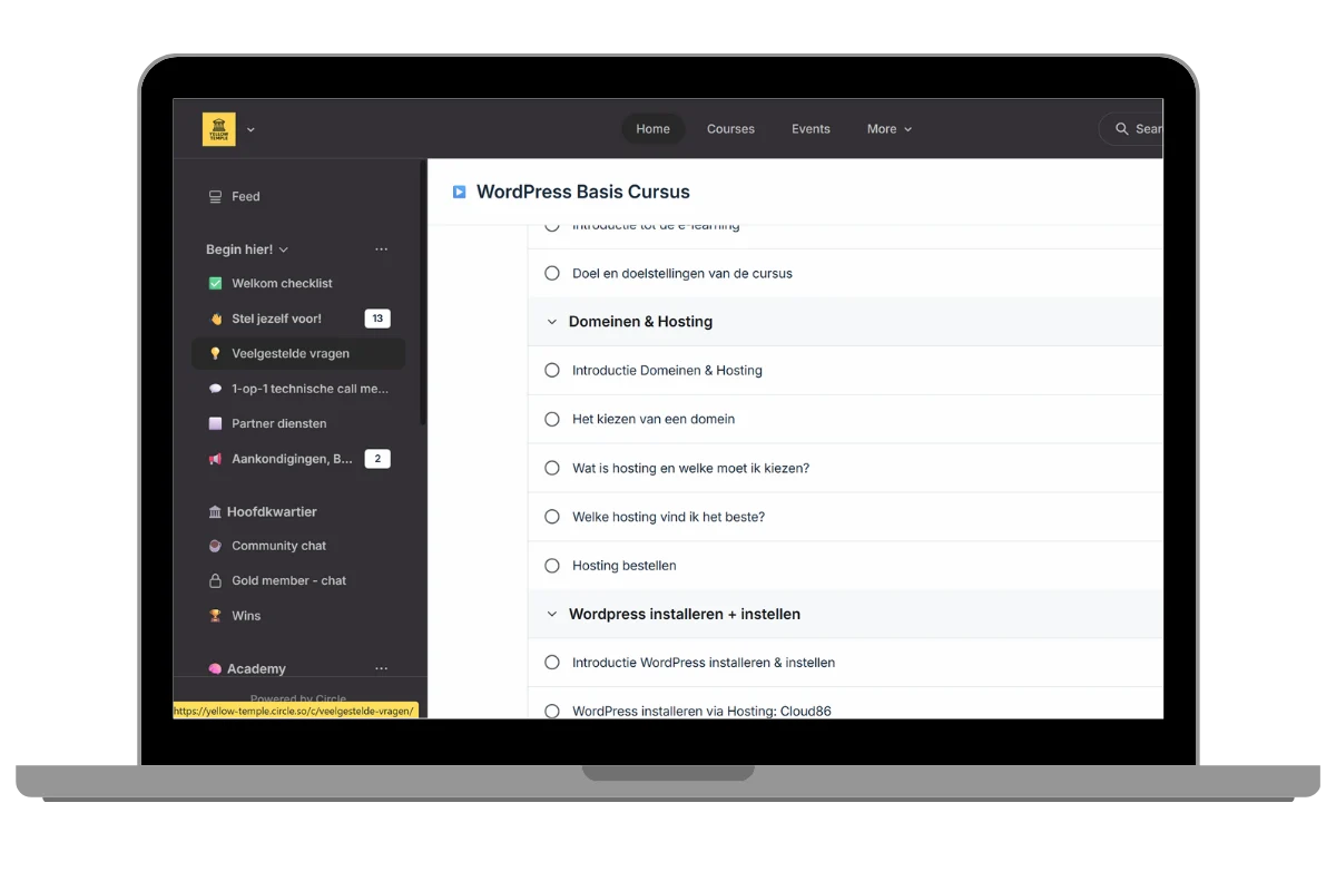 Website coaching online community